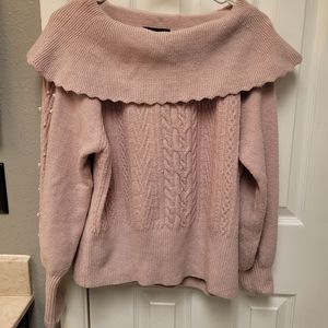 Design History Women's Sz L Lavender With Pearl Sleeves Sweater